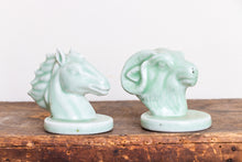 Load image into Gallery viewer, Jadeite Ceramic Zodiac Figurine Heads Vintage Animal Busts Shelf Decor - Eagle&#39;s Eye Finds
