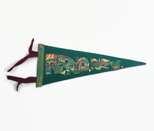 Load image into Gallery viewer, Reno Nevada Green Felt Pennant Travel Souvenir Vintage - Eagle&#39;s Eye Finds
