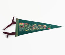 Load image into Gallery viewer, Reno Nevada Green Felt Pennant Travel Souvenir Vintage - Eagle&#39;s Eye Finds
