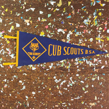 Load image into Gallery viewer, Cub Scouts of America Blue Felt Pennant Vintage Wall Decor - Eagle&#39;s Eye Finds
