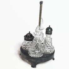 Load image into Gallery viewer, Cut Crystal and Silver Plate Cruet by Rogers Smith and Co. Meriden Connecticut - Eagle&#39;s Eye Finds
