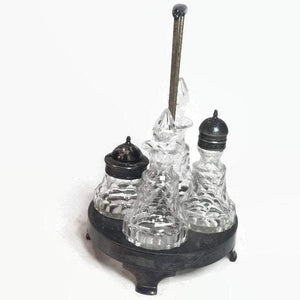Cut Crystal and Silver Plate Cruet by Rogers Smith and Co. Meriden Connecticut - Eagle's Eye Finds