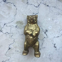 Load image into Gallery viewer, Cast Iron Standing Bear Still Bank Gold Colored Vintage - Eagle&#39;s Eye Finds
