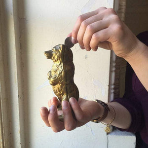 Cast Iron Standing Bear Still Bank Gold Colored Vintage - Eagle's Eye Finds