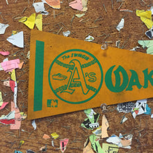 Load image into Gallery viewer, Oakland A&#39;s Baseball Pennant Yellow Felt Wall Decor - Eagle&#39;s Eye Finds
