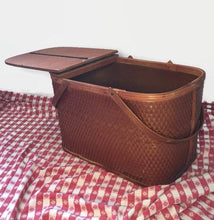 Load image into Gallery viewer, Hawkeye Woven Wick Picnic Basket Vintage Storage Decor - Eagle&#39;s Eye Finds
