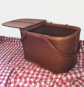 Hawkeye Woven Wick Picnic Basket Vintage Storage Decor - Eagle's Eye Finds