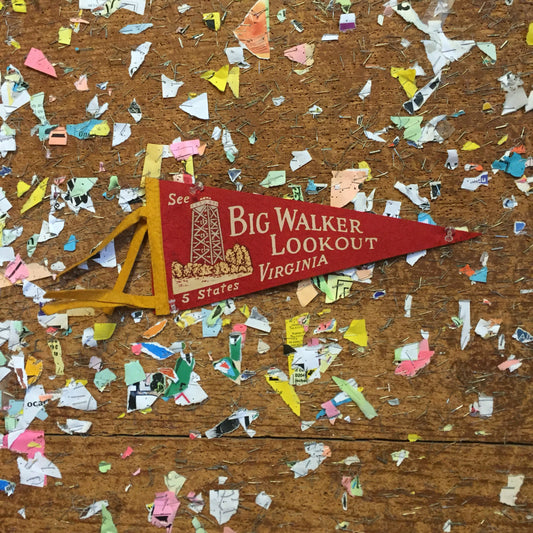 Big Walker Lookout Virginia Red Felt Pennant Vintage Wall Decor - Eagle's Eye Finds