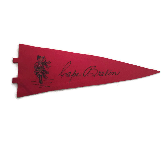 Cape Breton, Nova Scotia Red Felt Pennant Vintage Wall Decor - Eagle's Eye Finds