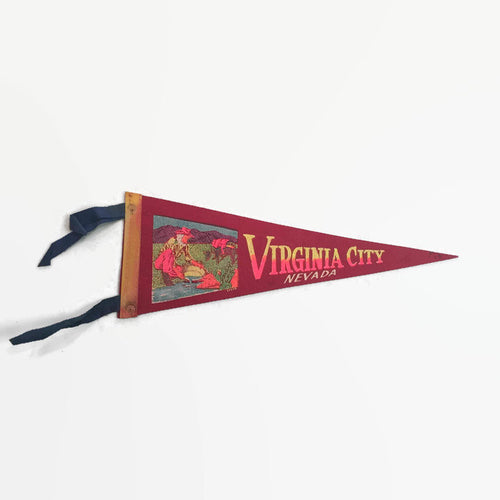 Virginia City Nevada Red Felt Pennant Vintage Wall Hanging Decor - Eagle's Eye Finds
