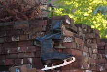 Load image into Gallery viewer, Black Leather Ice Skates Vintage Winter Holiday Decor - Eagle&#39;s Eye Finds
