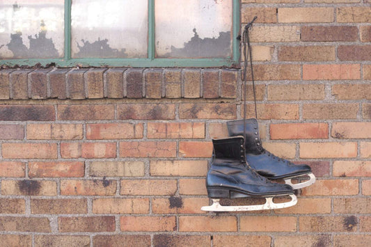Black Leather Ice Skates Vintage Winter Holiday Decor - Eagle's Eye Finds