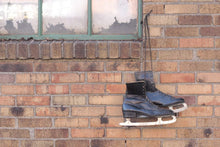 Load image into Gallery viewer, Black Leather Ice Skates Vintage Winter Holiday Decor - Eagle&#39;s Eye Finds
