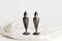 Load image into Gallery viewer, Ornate Victorian Salt and Pepper Shakers Silver Plate - Eagle&#39;s Eye Finds
