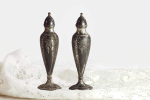 Ornate Victorian Salt and Pepper Shakers Silver Plate - Eagle's Eye Finds