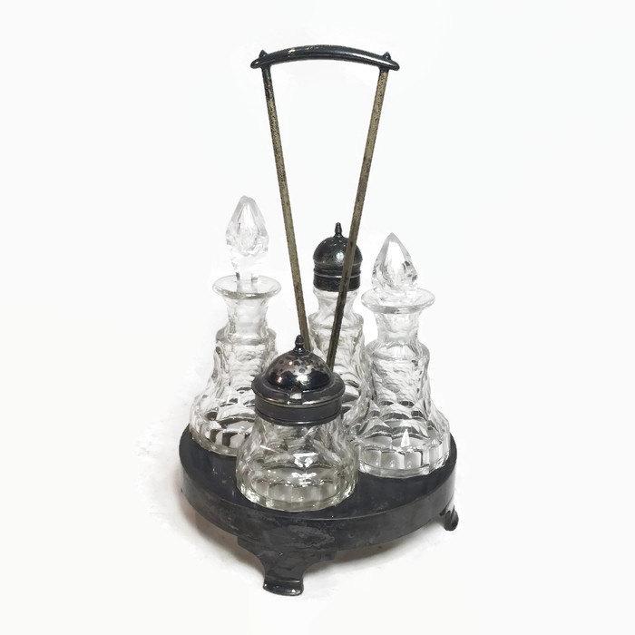 Cut Crystal and Silver Plate Cruet by Rogers Smith and Co. Meriden Connecticut - Eagle's Eye Finds