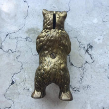 Load image into Gallery viewer, Cast Iron Standing Bear Still Bank Gold Colored Vintage - Eagle&#39;s Eye Finds

