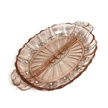 Load image into Gallery viewer, Oyster and Pearl Pink Depression Glass Relish Dish - Eagle&#39;s Eye Finds
