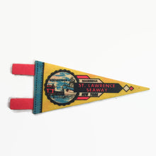 Load image into Gallery viewer, St. Lawrence Seaway New York Yellow Felt Pennant Vintage Wall Decor - Eagle&#39;s Eye Finds
