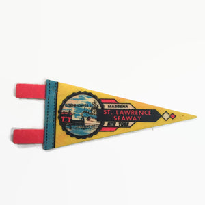 St. Lawrence Seaway New York Yellow Felt Pennant Vintage Wall Decor - Eagle's Eye Finds