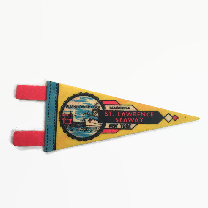 St. Lawrence Seaway New York Yellow Felt Pennant Vintage Wall Decor - Eagle's Eye Finds