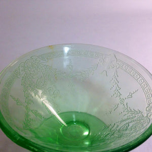 Green Rose Cameo Depression Glass Footed Sherbet - Eagle's Eye Finds