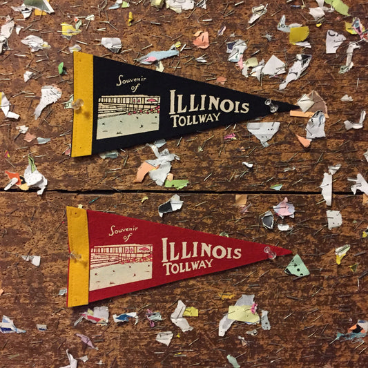 Illinois Tollway Red and Black Felt Pennants Vintage Wall Decor - Eagle's Eye Finds