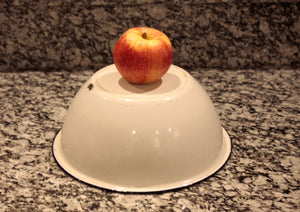 Enamelware Bowl White with Navy Blue Rim Vintage Kitchen Decor Accent - Eagle's Eye Finds