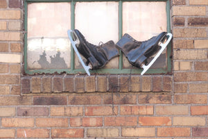 Black Leather Ice Skates Vintage Winter Holiday Decor - Eagle's Eye Finds