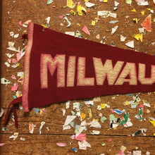 Load image into Gallery viewer, Milwaukee Wisconsin Red Felt Pennant Vintage Dorm Room Decor - Eagle&#39;s Eye Finds
