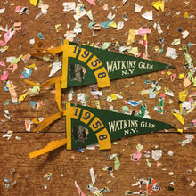 Load image into Gallery viewer, Watkins Glen New York Green Felt Pennant Vintage Chic Wall Decor - Eagle&#39;s Eye Finds
