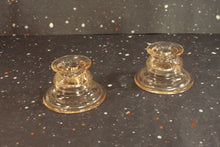 Load image into Gallery viewer, Pink Madrid Candlestick Holders by Federal Glass Vintage Depression Glass - Eagle&#39;s Eye Finds
