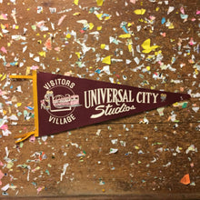 Load image into Gallery viewer, Universal Studios Maroon Felt Pennant Vintage Universal City Decor - Eagle&#39;s Eye Finds

