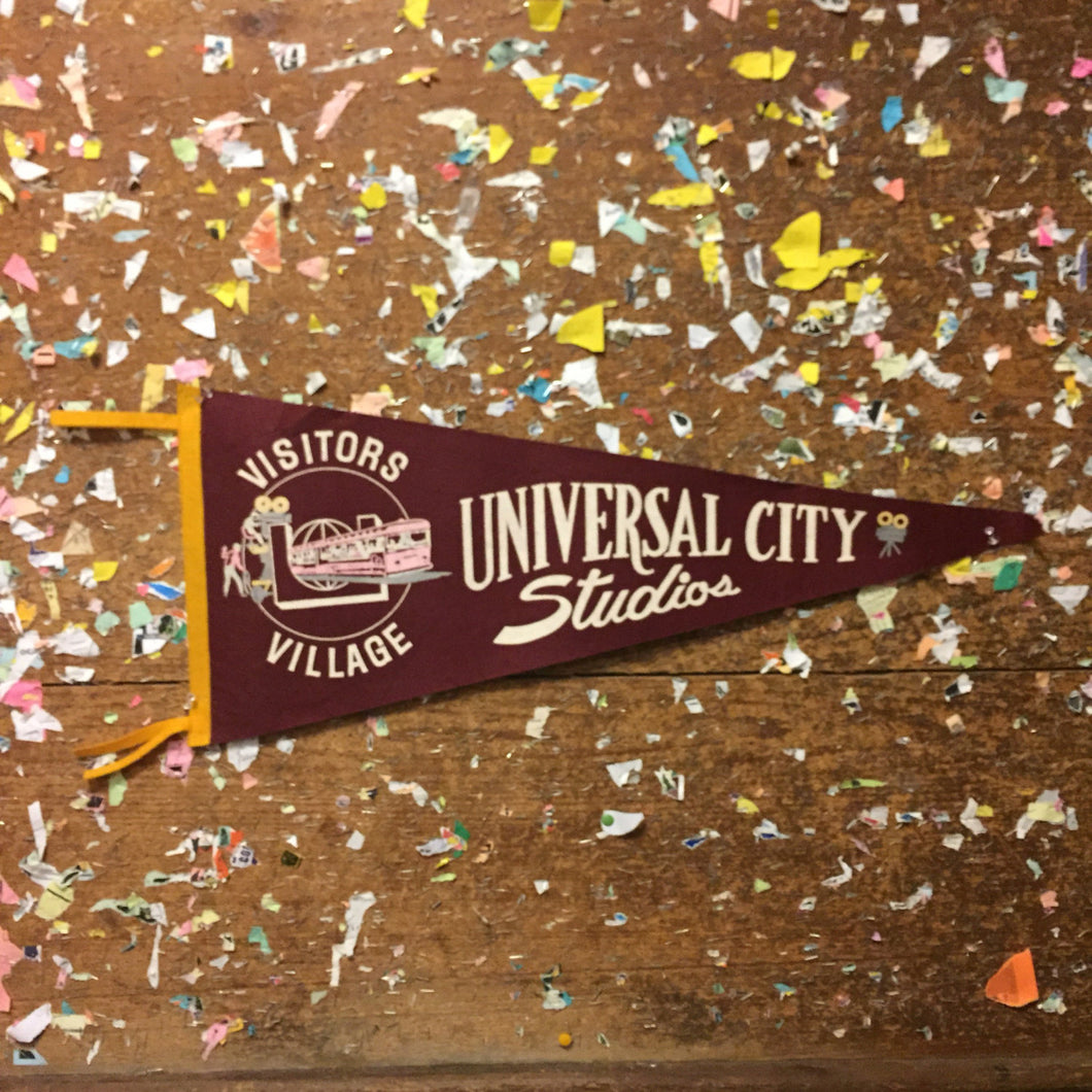 Universal Studios Maroon Felt Pennant Vintage Universal City Decor - Eagle's Eye Finds