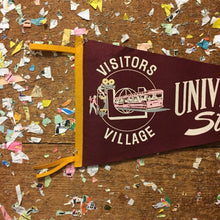 Load image into Gallery viewer, Universal Studios Maroon Felt Pennant Vintage Universal City Decor - Eagle&#39;s Eye Finds
