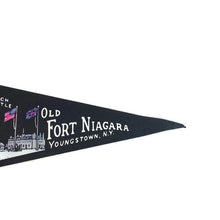 Load image into Gallery viewer, Old Fort Niagara Black Felt Pennant Vintage Wall Decor - Eagle&#39;s Eye Finds

