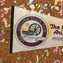 Load image into Gallery viewer, Arizona State Fair White Felt Pennant Vintage Phoenix Wall Decor - Eagle&#39;s Eye Finds
