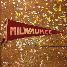 Load image into Gallery viewer, Milwaukee Wisconsin Red Felt Pennant Vintage Dorm Room Decor - Eagle&#39;s Eye Finds
