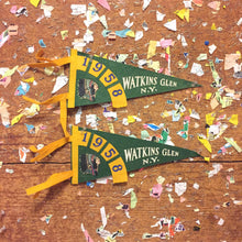 Load image into Gallery viewer, Watkins Glen New York Green Felt Pennant Vintage Chic Wall Decor - Eagle&#39;s Eye Finds
