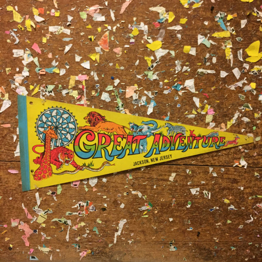 Great Adventure New Jersey Yellow Pennant Vintage Vibrant Wall Decor - Eagle's Eye Finds