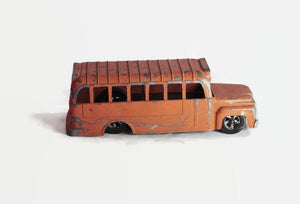 Orange Hubley School Bus Vintage Metal Toy Bus - Eagle's Eye Finds