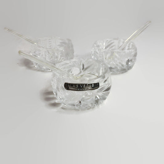 Cut Glass Salt Serving Trio Vintage Hosting Decor - Eagle's Eye Finds