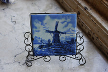 Load image into Gallery viewer, Delft Blue Holland Windmill Tile Vintage Porcelain - Eagle&#39;s Eye Finds
