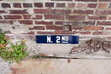 Load image into Gallery viewer, North 2nd Street New York Street Sign Vintage Porcelain Enamel Wall Decor - Eagle&#39;s Eye Finds
