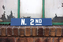 Load image into Gallery viewer, North 2nd Street New York Street Sign Vintage Porcelain Enamel Wall Decor - Eagle&#39;s Eye Finds
