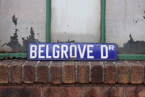Belgrove Drive Blue Enamel Street Sign Vintage Porcelain Wall Decor - Eagle's Eye Finds