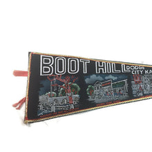 Load image into Gallery viewer, Boot Hill Dodge City Kansas Black Felt Pennant Vintage Wall Decor - Eagle&#39;s Eye Finds
