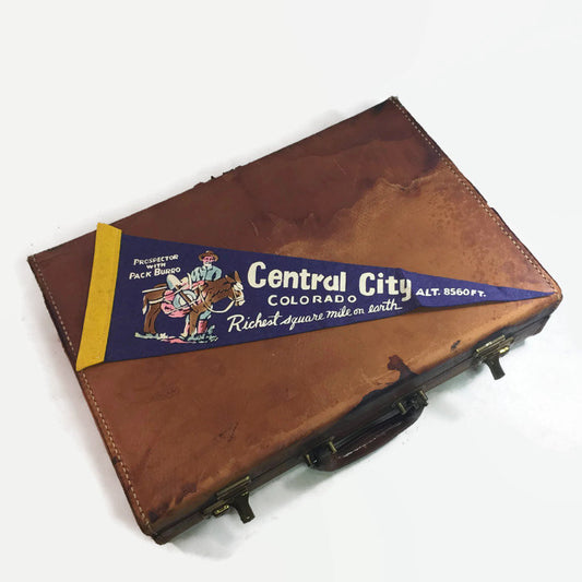 Central City Colorado Navy Blue Felt Pennant Vintage Wall Decor - Eagle's Eye Finds