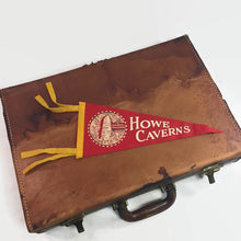 Load image into Gallery viewer, Howe Caverns Red Felt Pennant Vintage Caving Decor - Eagle&#39;s Eye Finds
