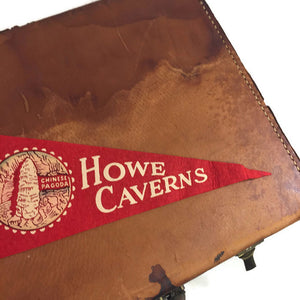 Howe Caverns Red Felt Pennant Vintage Caving Decor - Eagle's Eye Finds
